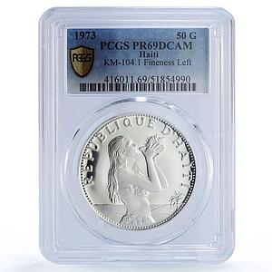 Haiti 50 gourdes Mermaid Woman on Beach Finess Left PR69 PCGS silver coin 1973