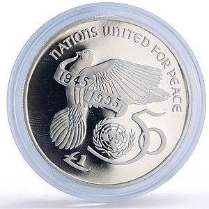 Ireland 1 pound United Nations UN Dove Birds History proof silver coin 1995