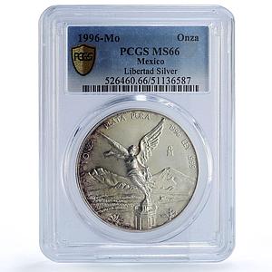 Mexico 1 onza Libertad Angel of Independence MS66 PCGS silver coin 1996