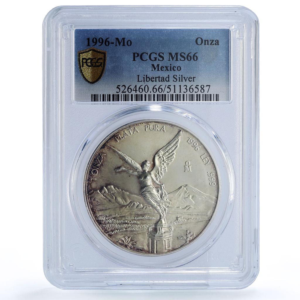 Mexico 1 onza Libertad Angel of Independence MS66 PCGS silver coin 1996