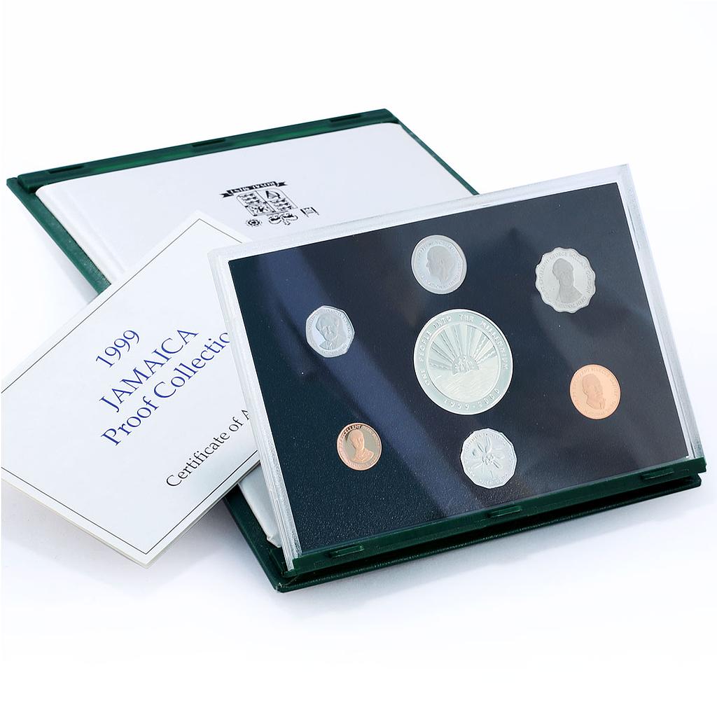Jamaica Various Set Republic Coinage Millennium proof silver CuNi Al coins 1999