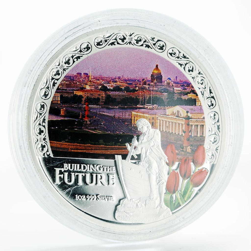 Niue 2 dollars Building the Future St. Petersburg colored silver coin 2013