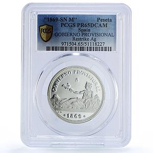 Spain Provisional 1 Peseta 1869 Restrike SP65 PCGS silver medal coin (ND) 1969