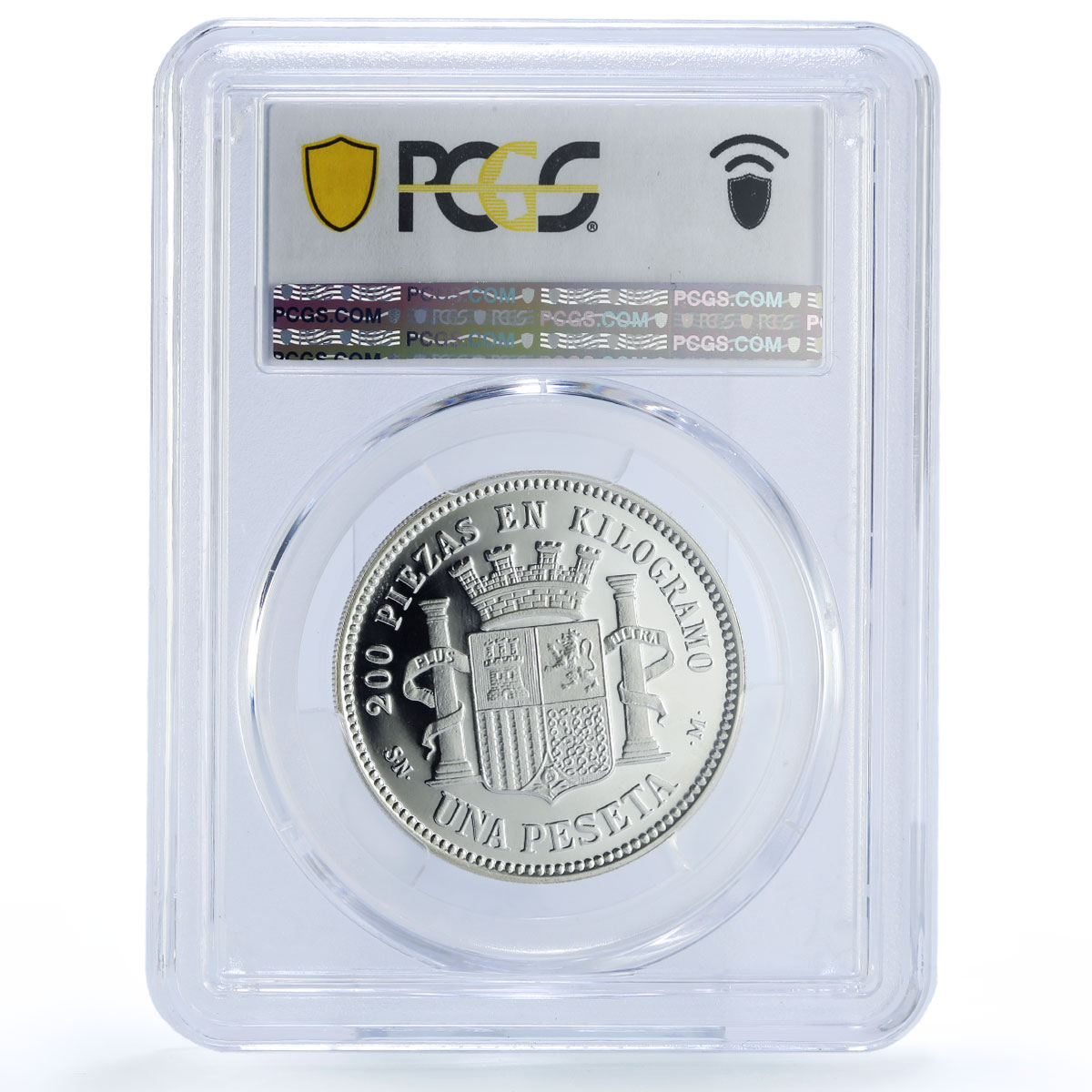 Spain Provisional 1 Peseta 1869 Restrike SP65 PCGS silver medal coin (ND) 1969