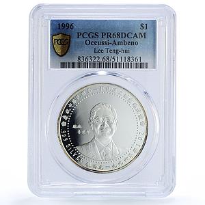 Ocussi-Ambeno 1 dollar Lee Teng-hui Taiwan X#1 PR68 PCGS silver coin 1996