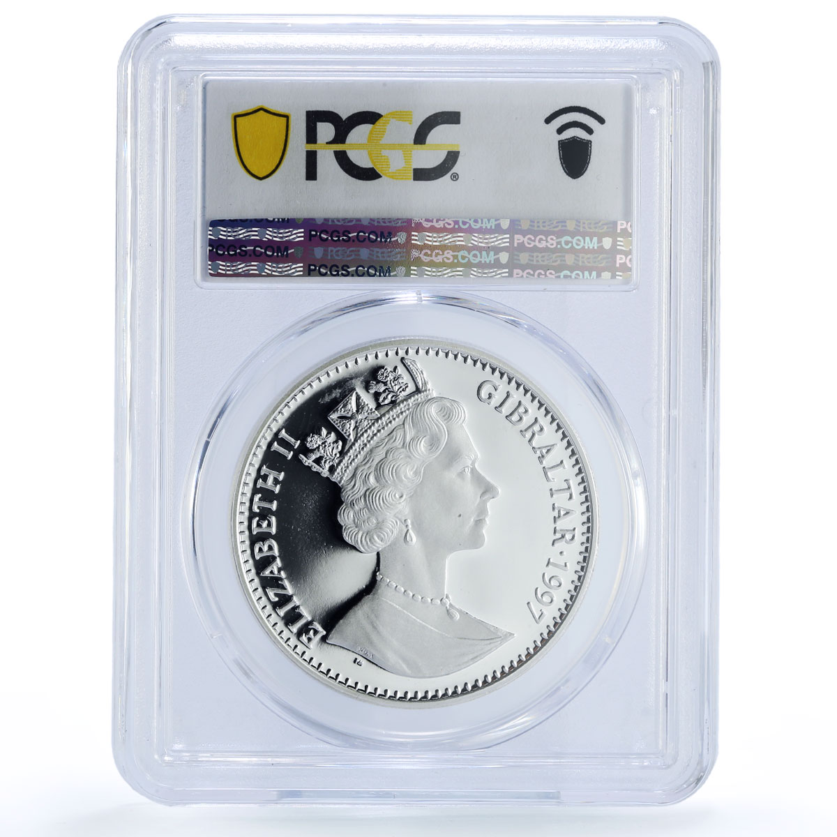 Gibraltar 1 crown Gods Pyramids Ancient Egypt Mankind PR69 PCGS silver coin 1997