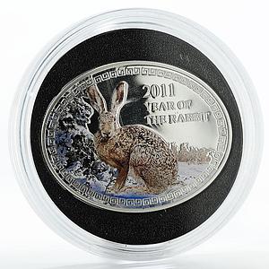 Niue 1 dollar Year of the Rabbit colored silver coin 2011