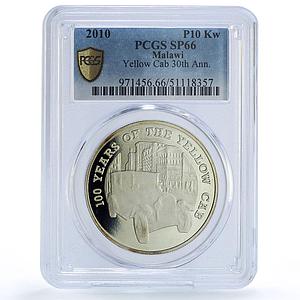 Malawi 10 kwacha Yellow Cab Car Automobiles Pattern SP66 PCGS CuNiZn coin 2010