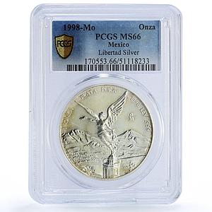 Mexico 1 onza Libertad Angel of Independence MS66 PCGS silver coin 1998