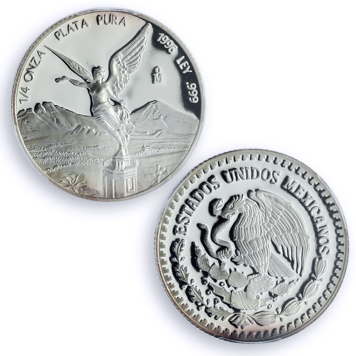 Mexico 1/4 onza Libertad Angel of Independence PR69 PCGS silver coin 1996
