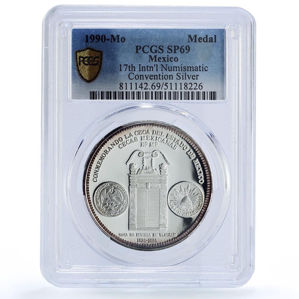 Mexico International Convention Numismatics SP69 PCGS silver medal 1990