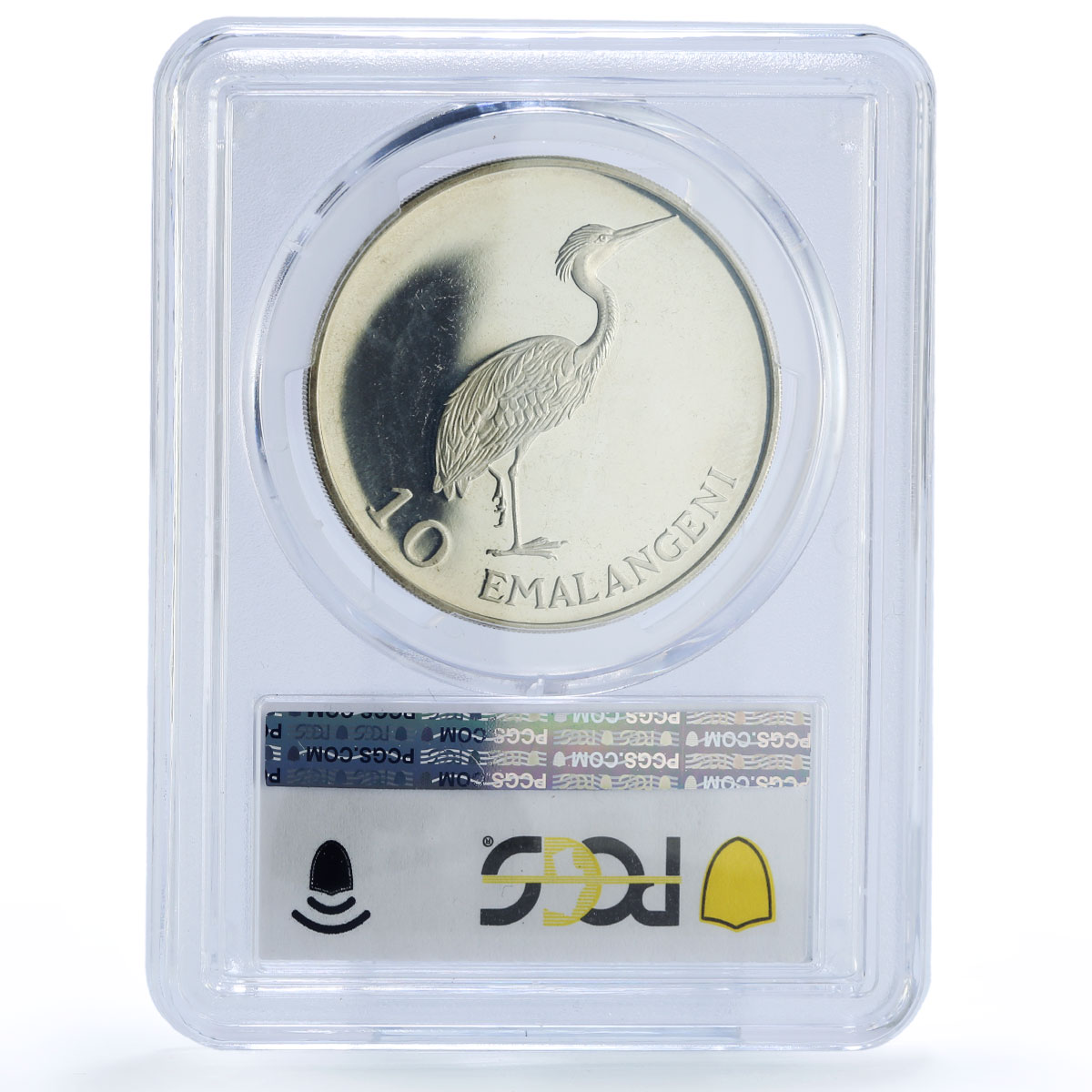 Swaziland 10 emalangeni Sobhuza II Birth Heron Bird PR65 PCGS silver coin 1975