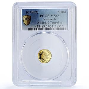 Venezuela Terepaima 5 Bolivares Caciques Indian Chiefs MS65 PCGS gold medal 1962