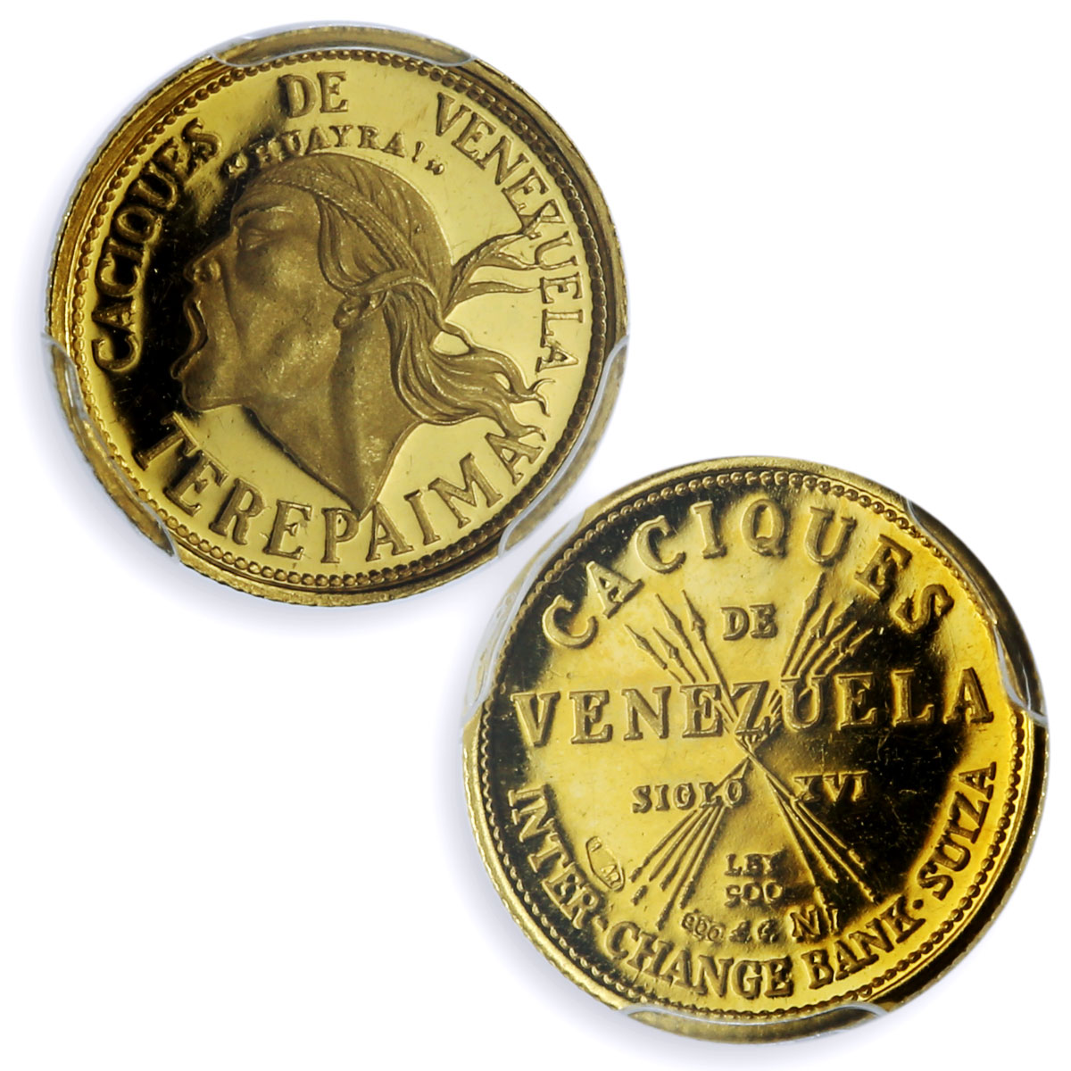 Venezuela Terepaima 5 Bolivares Caciques Indian Chiefs MS65 PCGS gold medal 1962