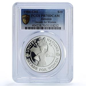 Jamaica 10 dollars Decade For Women United Nations UN PR70 PCGS silver coin 1984