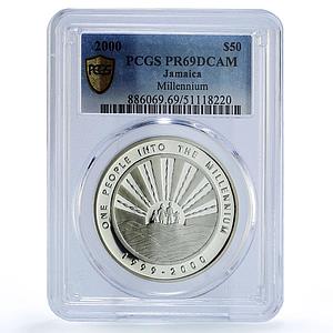 Jamaica 50 dollars Millennium KM-184 PR69 PCGS silver coin 2000