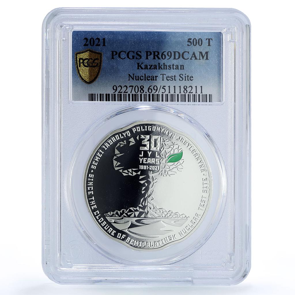 Kazakhstan 500 tenge Semipalatinsk Nuclear Test Site PR69 PCGS silver coin 2021