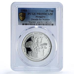 Mongolia 25 togrog Decade For Women United Nations UN PR69 PCGS silver coin 1984