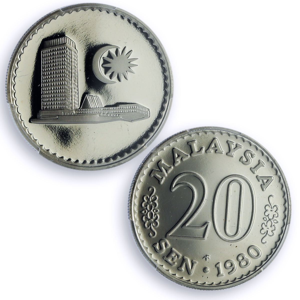 Malaysia 20 sen Republic Coinage Parliament House PR70 PCGS CuNi coin 1980