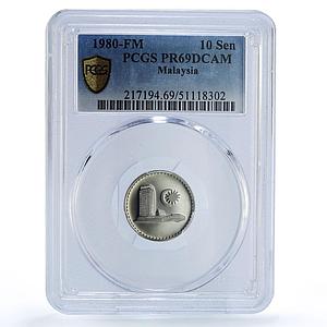 Malaysia 10 sen Republic Coinage Parliament House PR69 PCGS CuNi coin 1980
