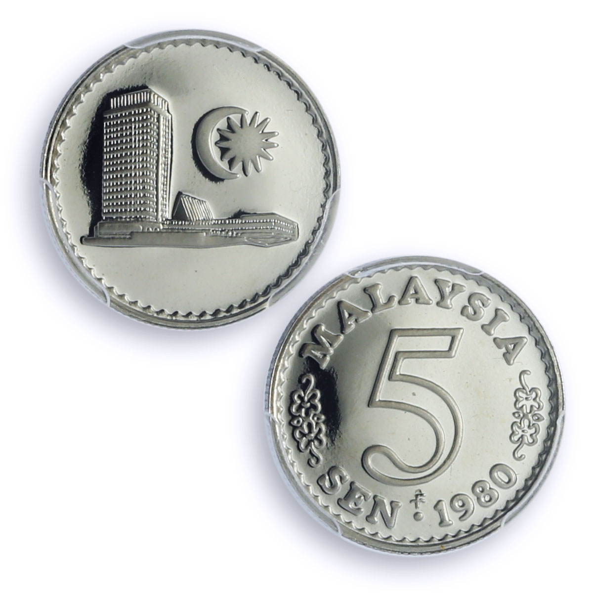 Malaysia 5 sen Republic Coinage Parliament House PR69 PCGS CuNi coin 1980