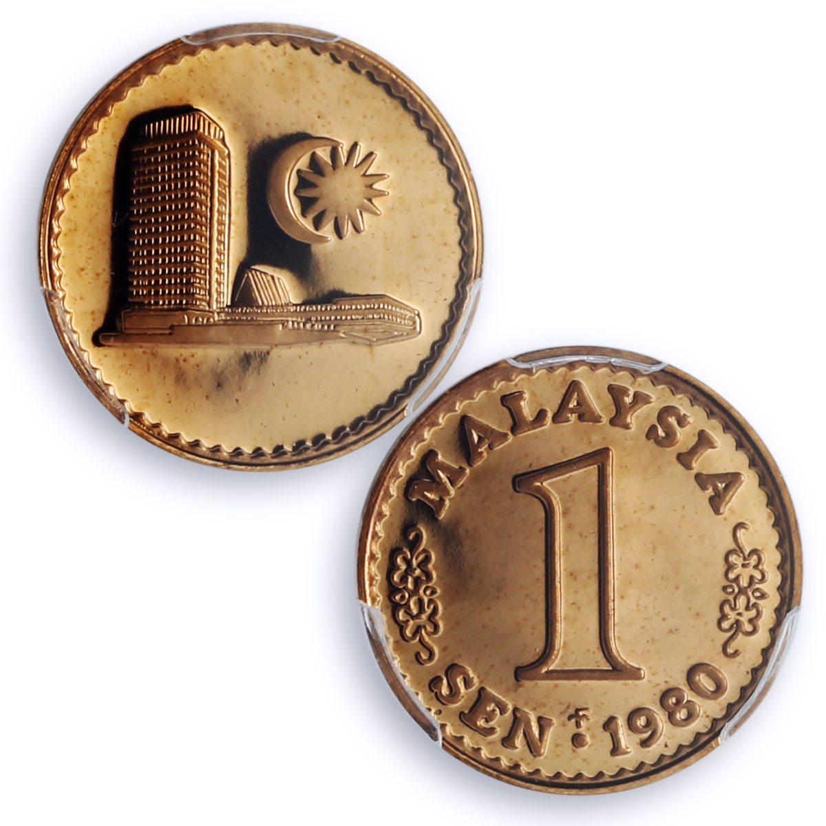 Malaysia 1 sen Republic Coinage Parliament House PR70 PCGS bronze coin 1980