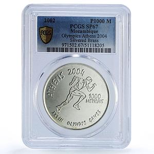 Mozambique 1000 meticais Runner Athens Olympics SP67 PCGS silv. brass coin 2002