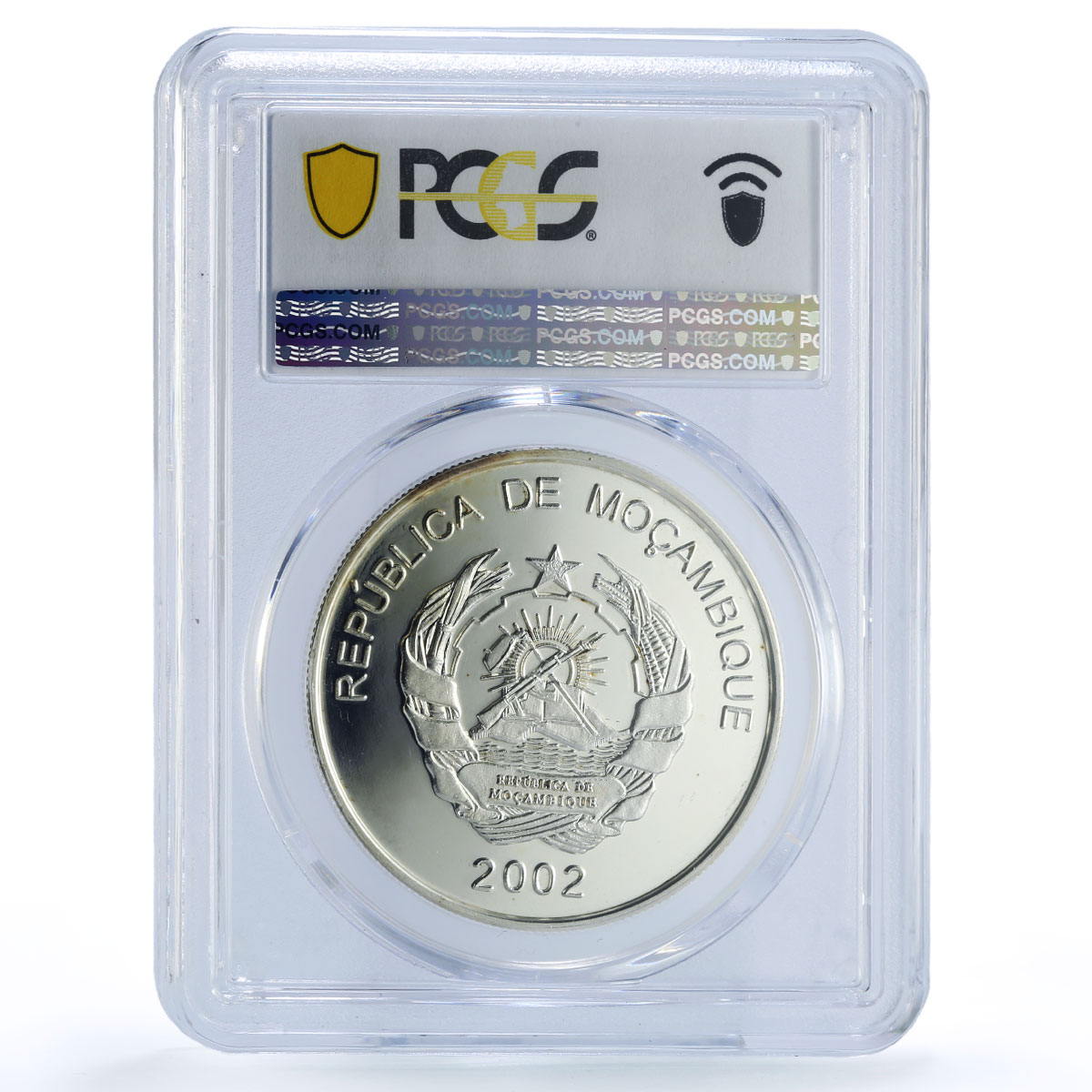 Mozambique 1000 meticais Runner Athens Olympics SP67 PCGS silv. brass coin 2002