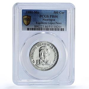 Nicaragua 500 cordobas Rigoberto Poet Literature PR66 PCGS silver coin 1980