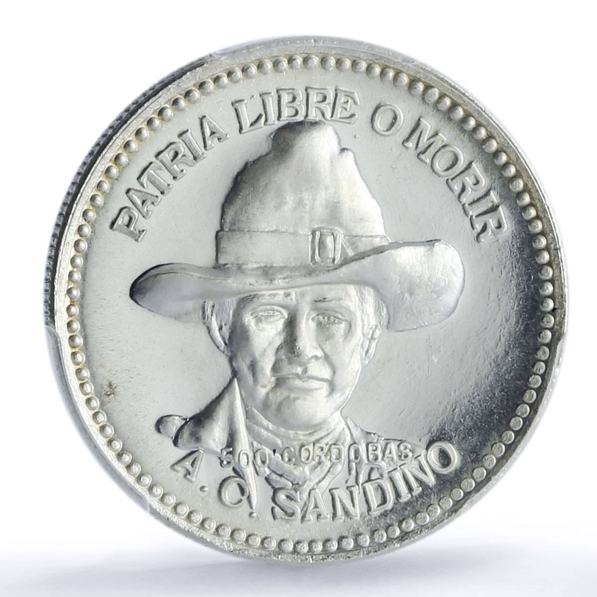 Nicaragua 500 cordobas Sandino Revolutionary History PR68 PCGS silver coin 1980