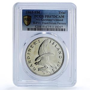 USA Gardiners Island Eagle Bird Fauna Pattern X-PT1 PR67 PCGS silver token 1965