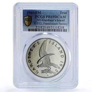 USA Gardiners Island Eagle Bird Fauna Pattern X-PT2 PR69 PCGS CuNi token 1965
