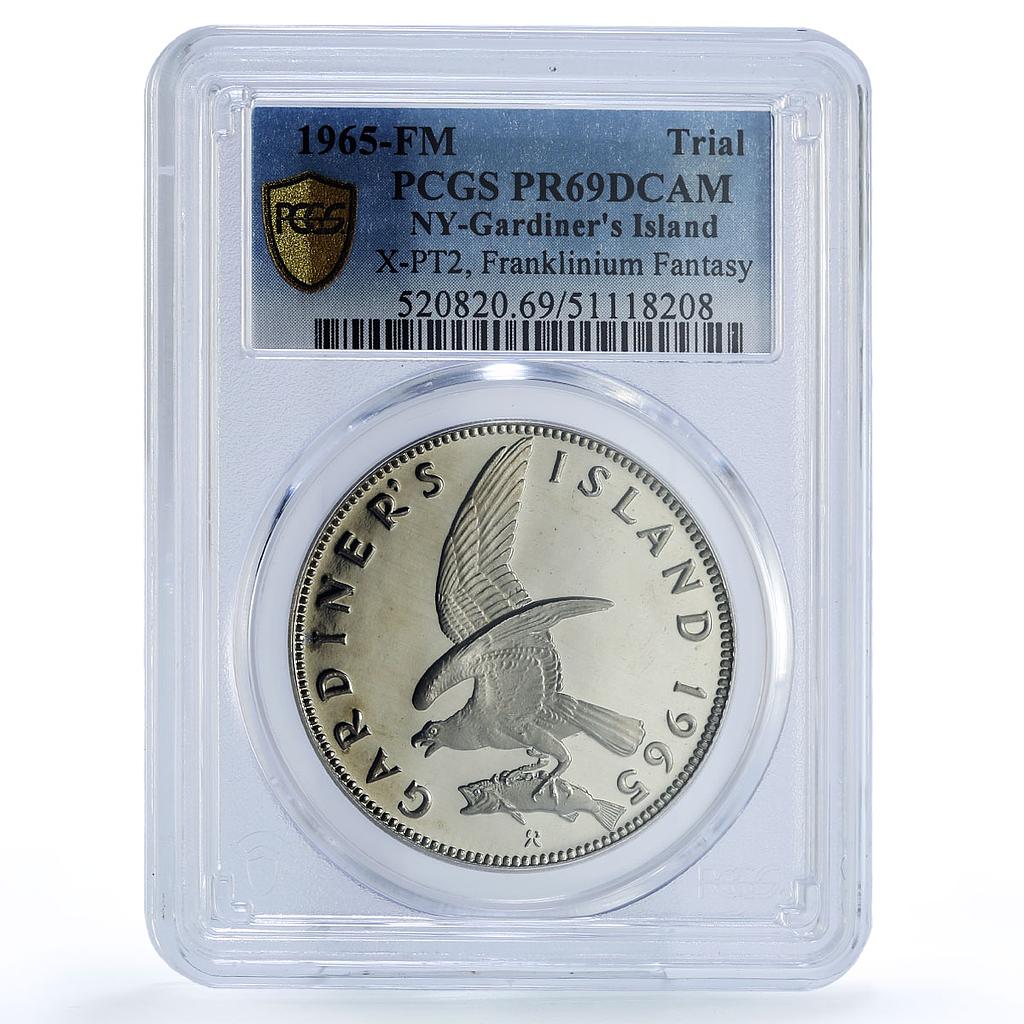 USA Gardiners Island Eagle Bird Fauna Pattern X-PT2 PR69 PCGS CuNi token 1965