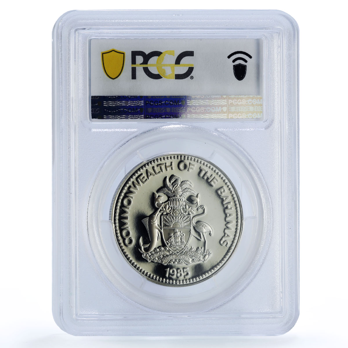Bahamas 2 dollars Republic Coinage Flamingos Birds PR69 PCGS CuNi coin 1985