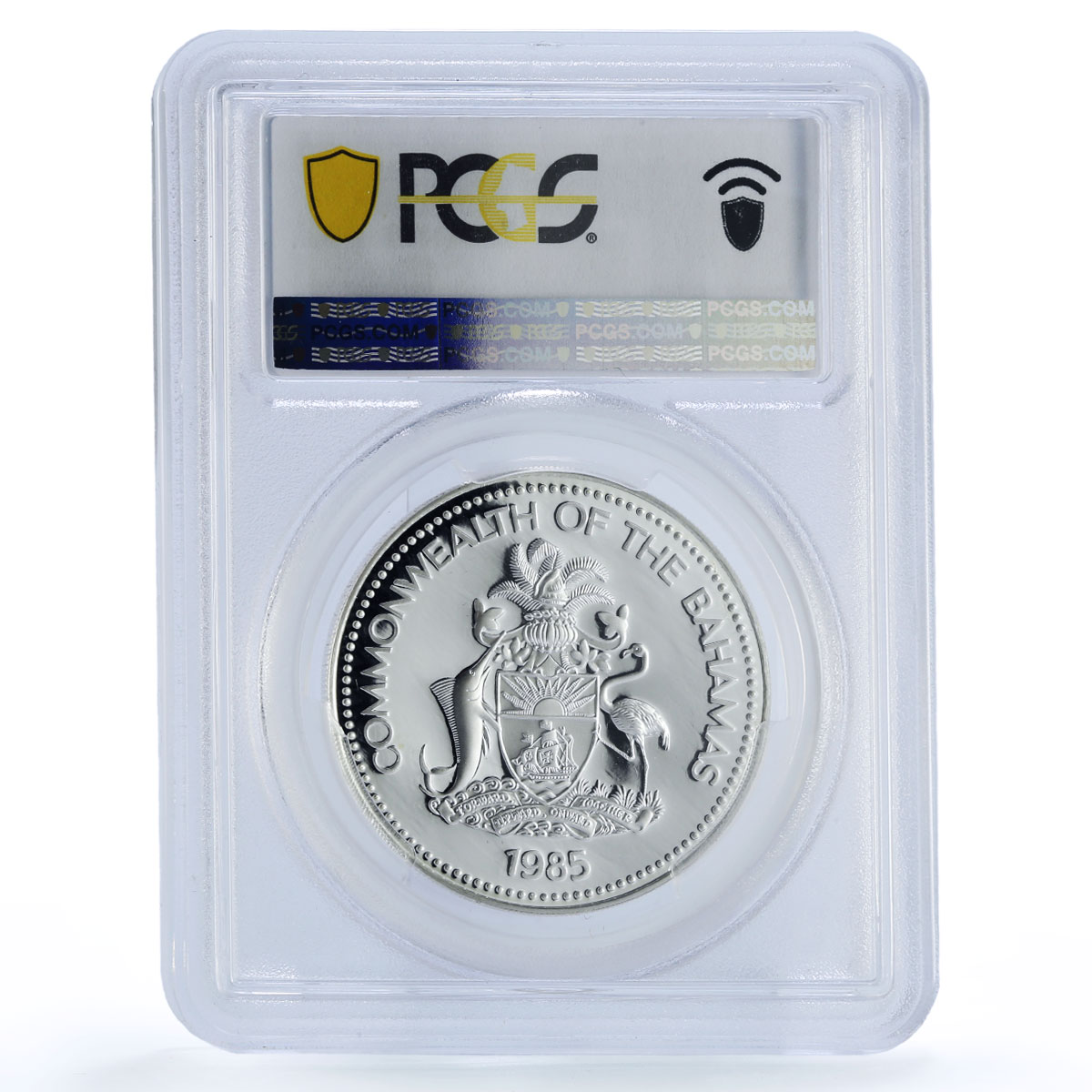 Bahamas 5 dollars Republic Coinage Christopher Colombus PR70 PCGS Ag coin 1985