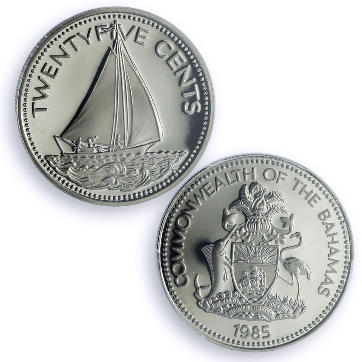 Bahamas 25 cents Republic Coinage Ship Clipper PR70 PCGS nickel coin 1985