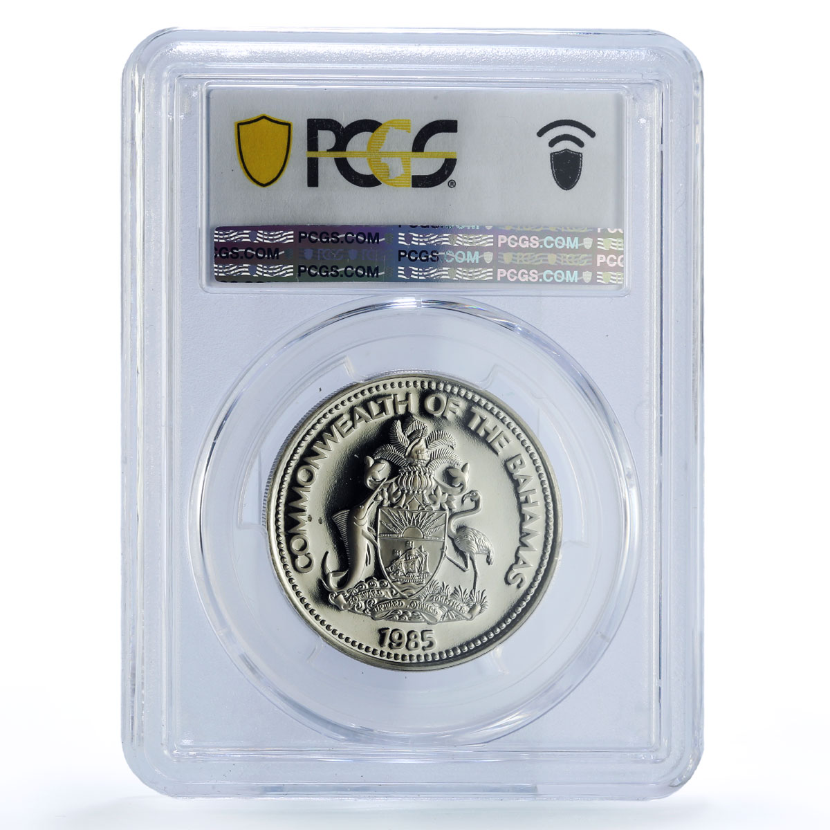 Bahamas 1 dollar Republic Coinage Bougainvillea Flower PR70 PCGS CuNi coin 1985