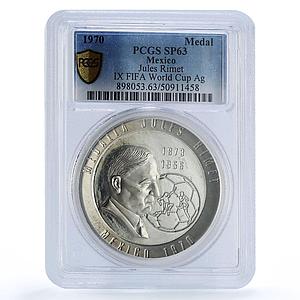 Mexico Football World Cup Jules Rimet Maya Indian SP63 PCGS silver medal 1970