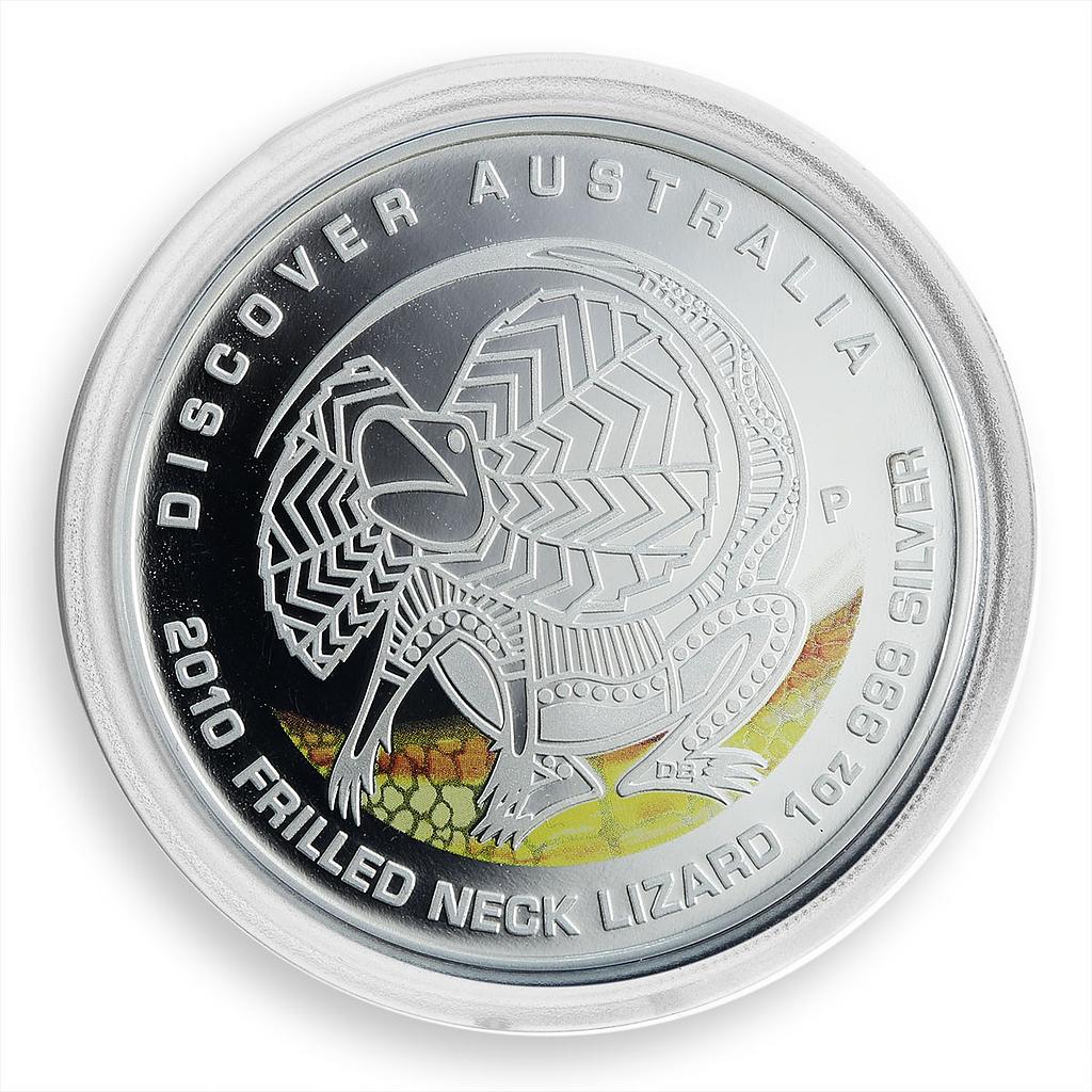 Australia 1 dollar Lizard Discover Australia color proof coin 2010