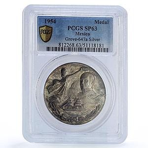 Mexico Defense of Guaymas Ship General Yanez Relief SP63 PCGS silver medal 1954