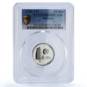 Malaysia 20 sen Republic Coinage Parliament House PR69 PCGS CuNi coin 1980