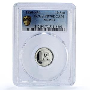 Malaysia 10 sen Republic Coinage Parliament House PR70 PCGS CuNi coin 1980
