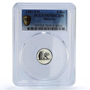 Malaysia 5 sen Republic Coinage Parliament House PR70 PCGS CuNi coin 1980
