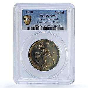 Ras al-Khaimah Centennial Rome Bersagliere History SP65 PCGS brass medal 1970