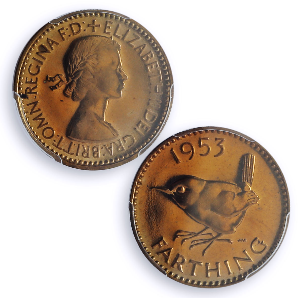 Great Britain 1 farthing Elizabeth II Coinage Bird PR66 PCGS bronze coin 1953