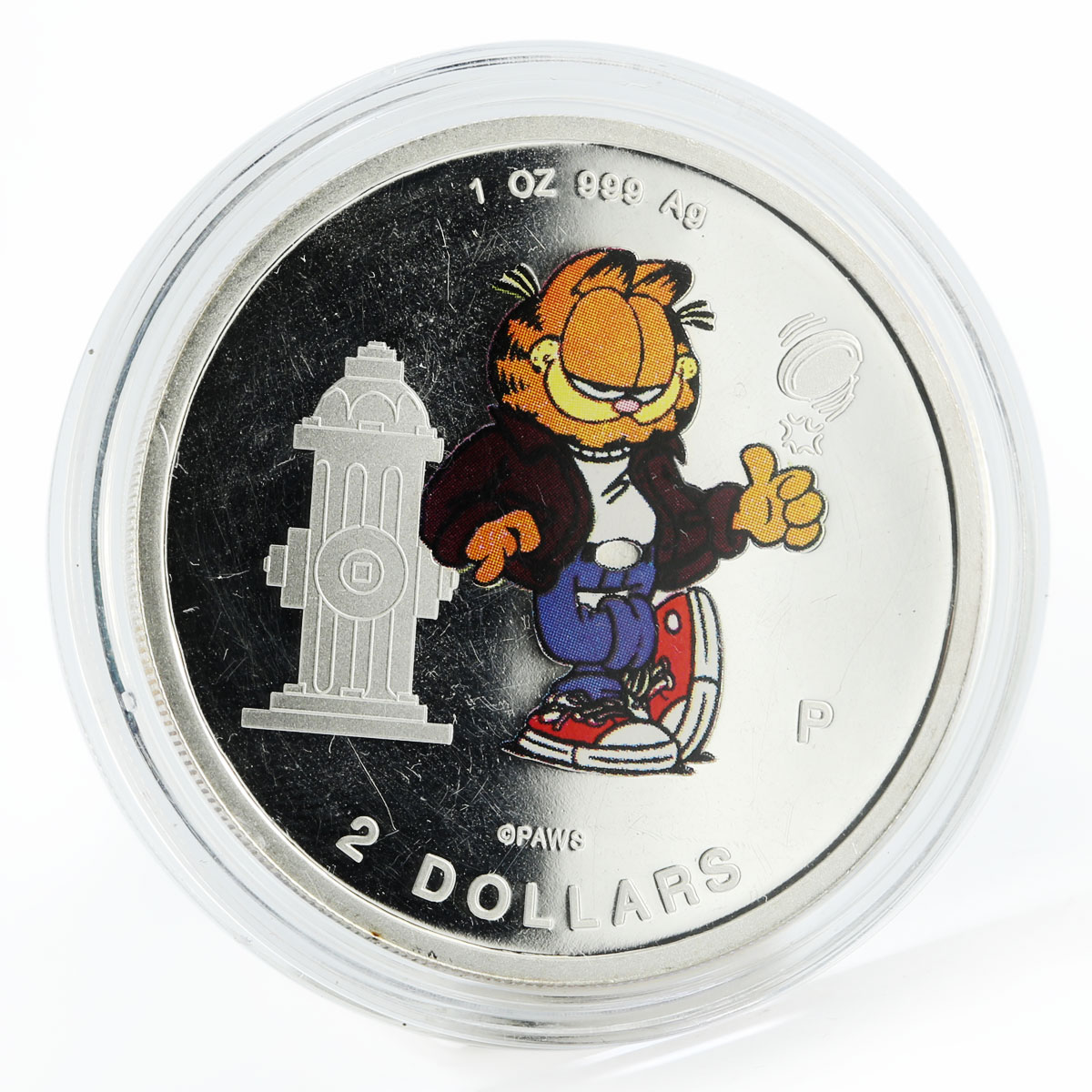 Cook Islands 2 dollars Cat Garfield color proof silver coin 1999 | Coinsberg