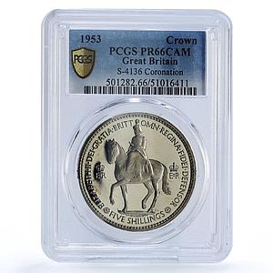 Great Britain 1 crown Coronation Elizabeth II Horse PR66 PCGS CuNi coin 1953