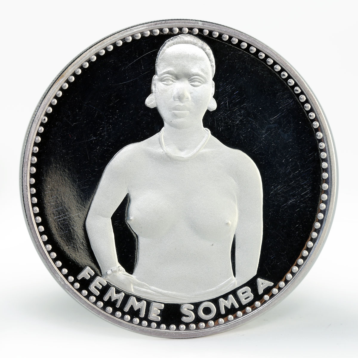 Dahomey 1000 francs 10th of Independence Somba Woman silver coin 1971