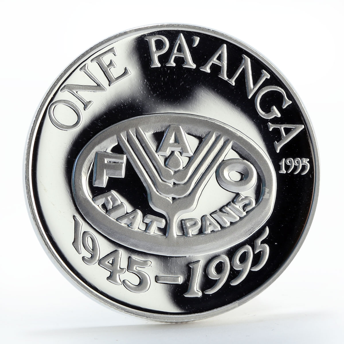 Tonga 1 pa'anga 50th Anniversary Food Organization silver coin 1995