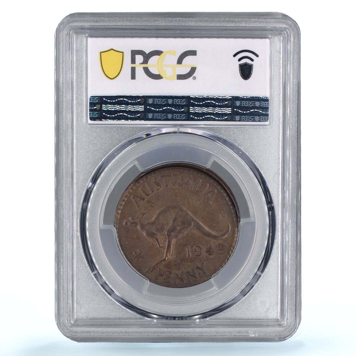 Australia 1 penny George VI Broadstruck Mint Error AU58 PCGS bronze coin 1949